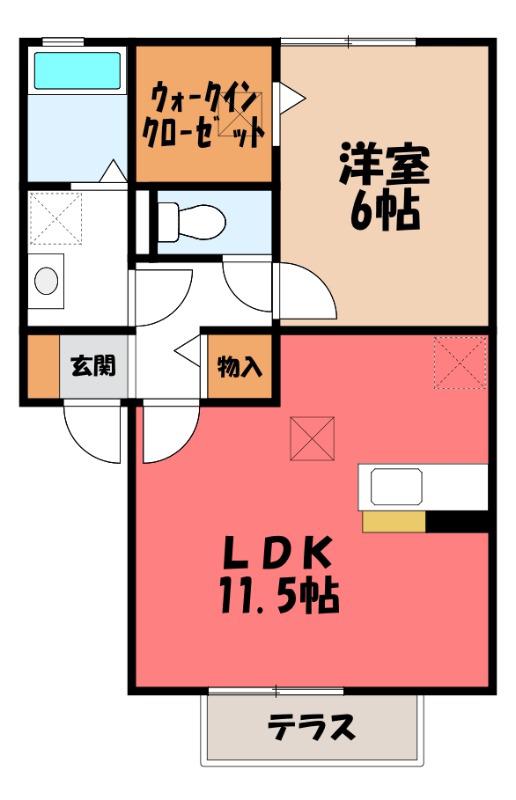リュミエール(1LDK/1階)の間取り写真