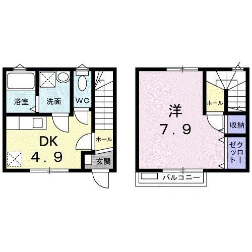 ルミエール上町(1DK/1階)の間取り写真