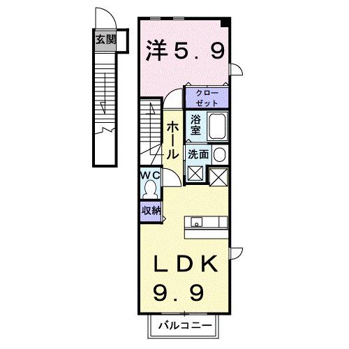 モンブランA(1LDK/2階)の間取り写真