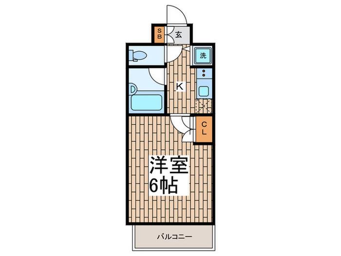 スカイコート品川大崎(1K/6階)の間取り写真