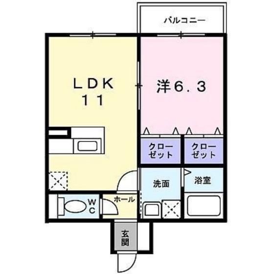ヴォール中島(1LDK/2階)の間取り写真