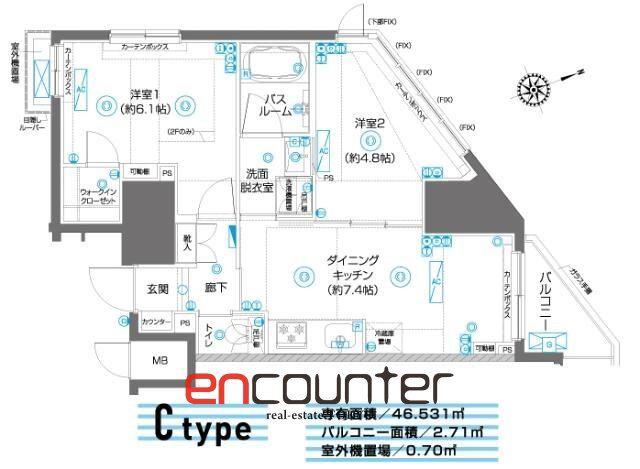 ZOOM駒込(2DK/3階)の間取り写真