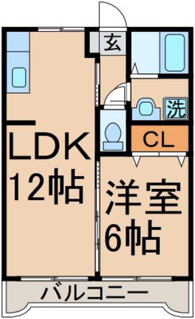 ジュネス石川(1LDK/2階)の間取り写真