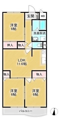 パルティール大宮(3LDK/5階)の間取り写真