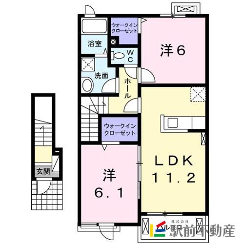 コートカルムB(2LDK/2階)の間取り写真