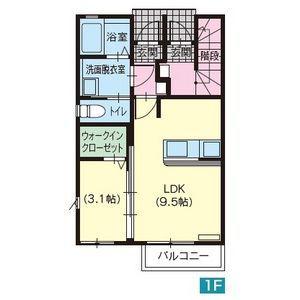 パルテール宮原(1LDK/1階)の間取り写真
