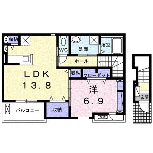 フィオーレ(1LDK/2階)の間取り写真