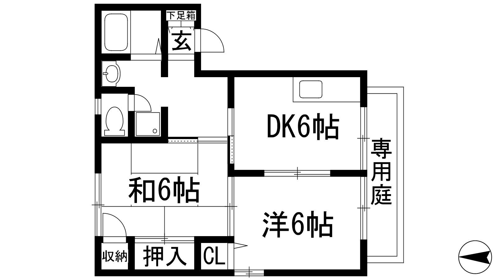 ハイツ大市(2DK/1階)の間取り写真