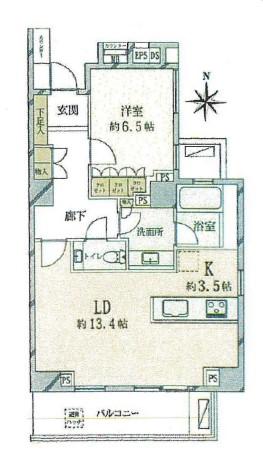 グランドメゾン恵比寿の杜フロントレジデンス(1LDK/5階)の間取り写真