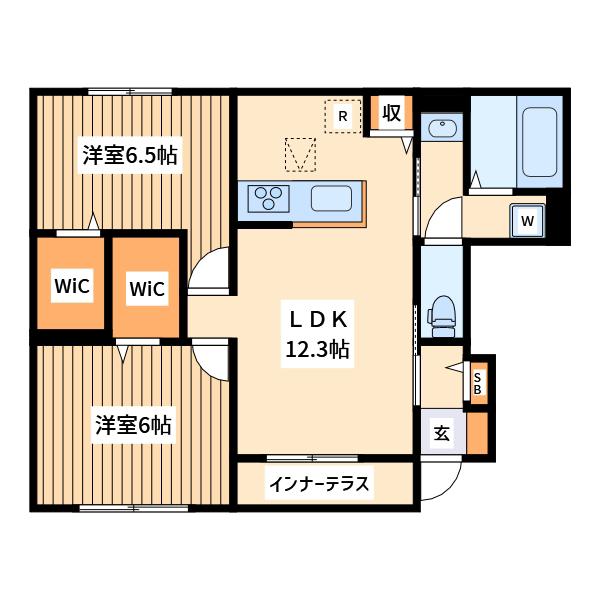 メゾン リモナイア(2LDK/1階)の間取り写真