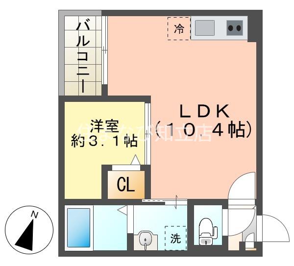 JACK MEIJIHOMMACHIII(1LDK/1階)の間取り写真