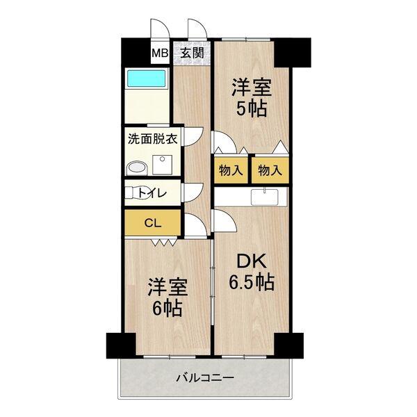 デイグラン長居公園(2DK/5階)の間取り写真