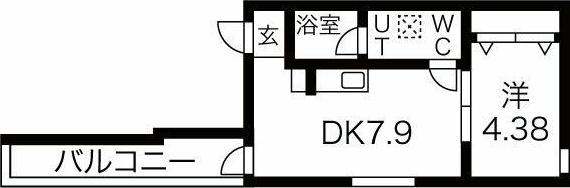 レスペデザ道徳(1DK/3階)の間取り写真