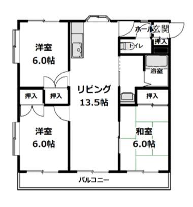 メゾンさつきの(3LDK/2階)の間取り写真