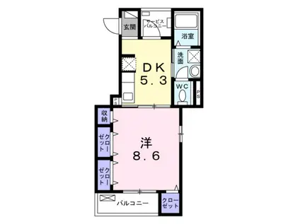 ポレーロ・トーリ(1DK/2階)の間取り写真