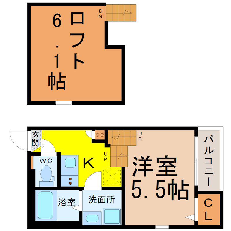 プロスペリテ(1K/2階)の間取り写真