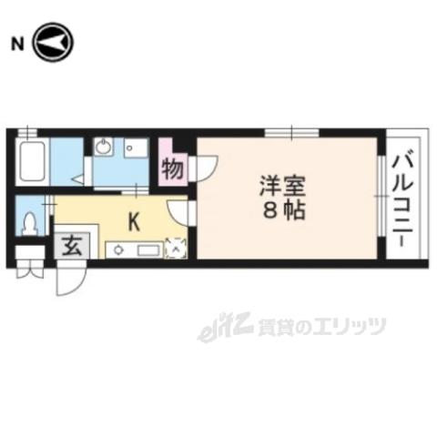 パークレジデンス 下鴨(1K/5階)の間取り写真