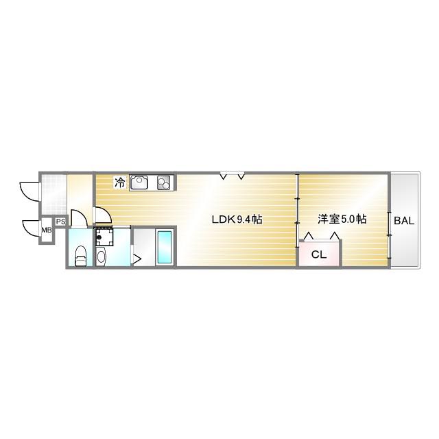 フジパレス神戸新明町(1LDK/3階)の間取り写真
