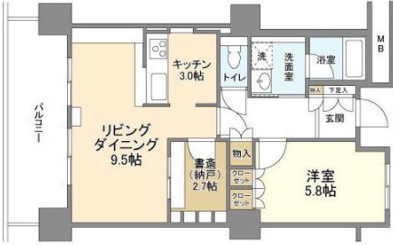 豊洲シエルタワー(1SLDK/11階)の間取り写真