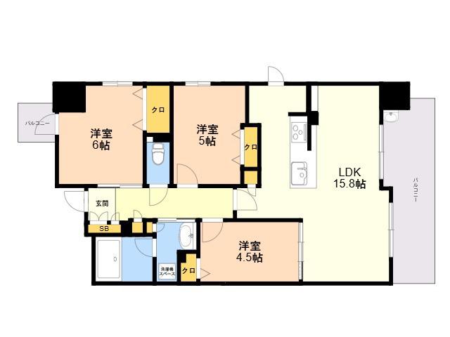 プレサンスロジェ呉服町(3LDK/10階)の間取り写真
