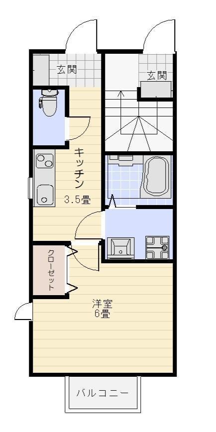 VILLA・PREMIERE II(1K/1階)の間取り写真