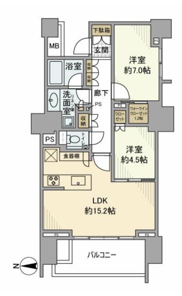 晴海フラッグ パークヴィレッジ C棟(2LDK/6階)の間取り写真
