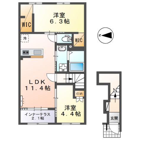 ユニバース(2LDK/2階)の間取り写真