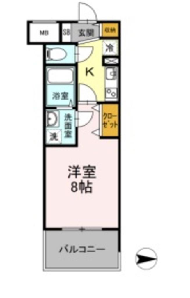 ディールーム早稲田(1K/8階)の間取り写真