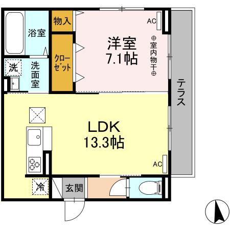 D-ROOM小田原五丁目(1LDK/1階)の間取り写真