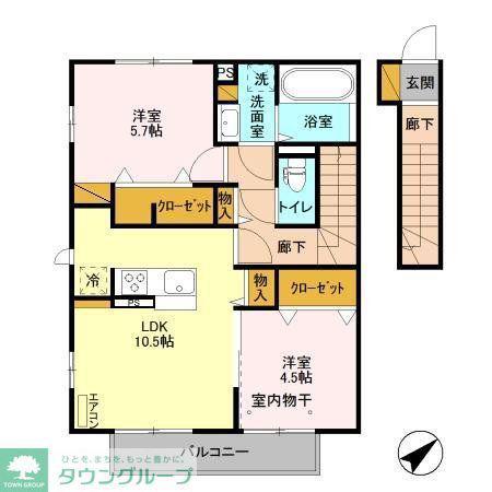 ファルケ フォレスト(2LDK/2階)の間取り写真