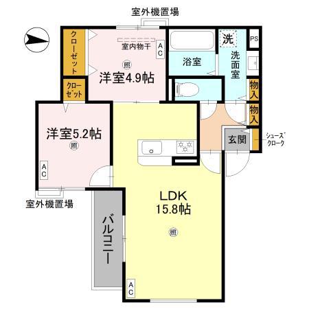 D-ROOM住吉墨江4丁目(2LDK/3階)の間取り写真