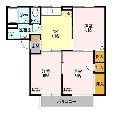 ルピナス幕張(3DK/2階)の間取り写真