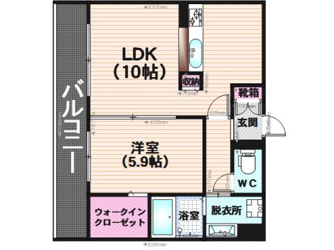 ディールーム博多麦野壱番館(1LDK/1階)の間取り写真