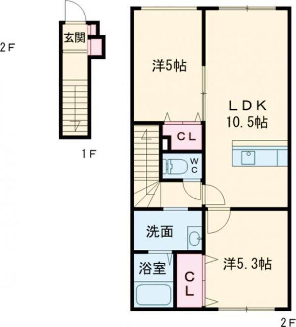 SERENAA棟(2LDK/2階)の間取り写真