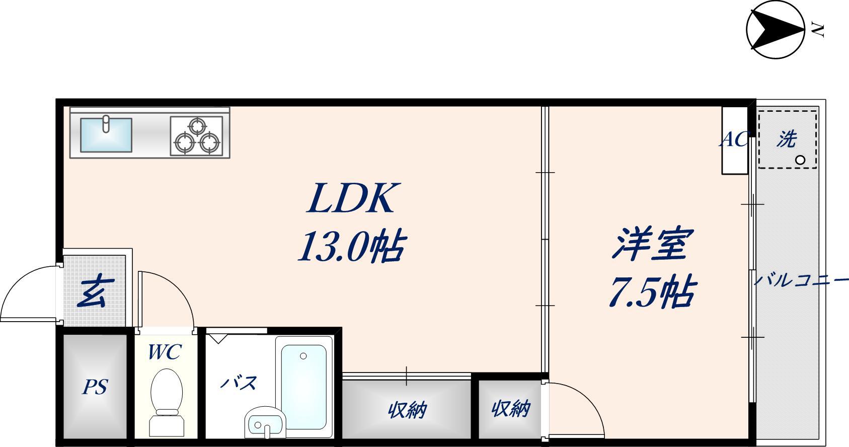 メゾン大和枚岡(1LDK/3階)の間取り写真