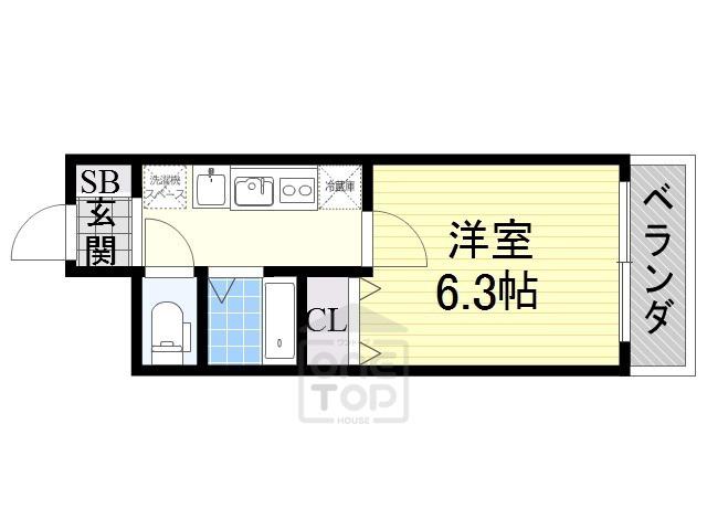 PLAISIR茨木(1K/4階)の間取り写真