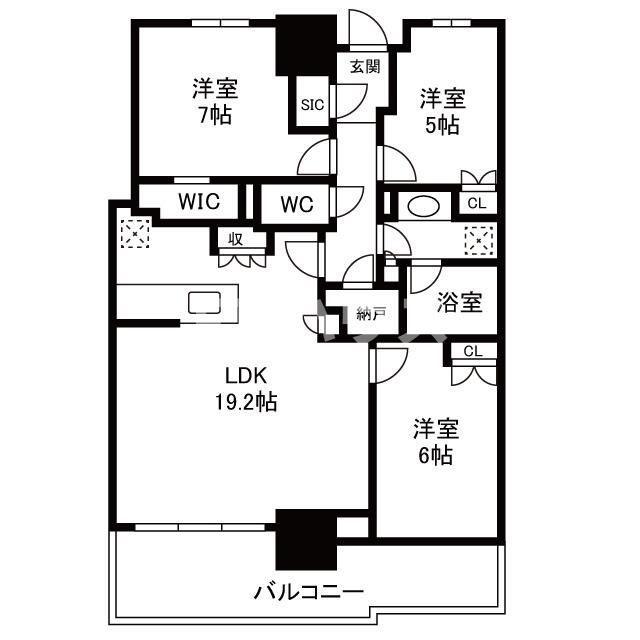 幕張ベイパーク ライズゲートタワー(3LDK/23階)の間取り写真