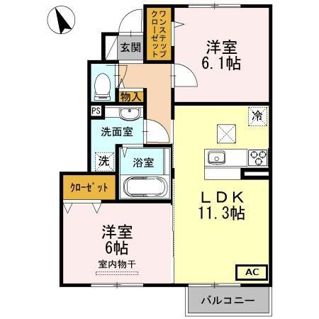 グランツ(2LDK/1階)の間取り写真