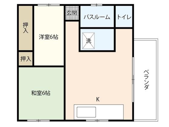忽那ビル(2DK/2階)の間取り写真