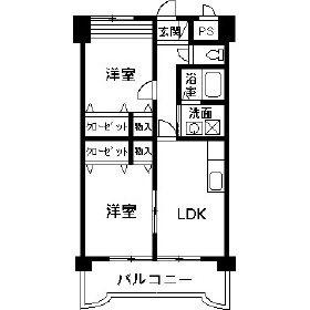 ドーチェスター(2LDK/4階)の間取り写真