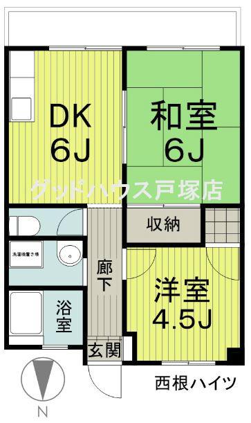 西根ハイツ(2DK/3階)の間取り写真