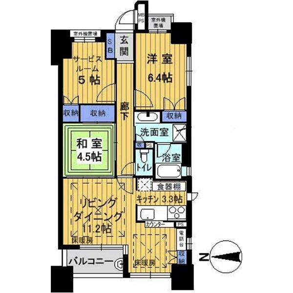 ライオンズマンション烏丸通(2SLDK/9階)の間取り写真