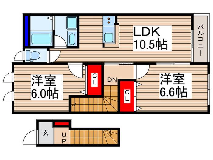 カームオータム南古谷(2LDK/2階)の間取り写真