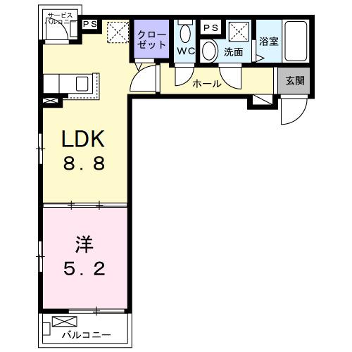 メゾンルミネ 中町(1LDK/3階)の間取り写真
