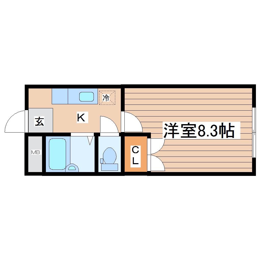 シャンテ小松島(1K/1階)の間取り写真