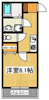 プリズム8番館(1K/2階)の間取り写真