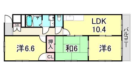 サンセイコート(3LDK/1階)の間取り写真