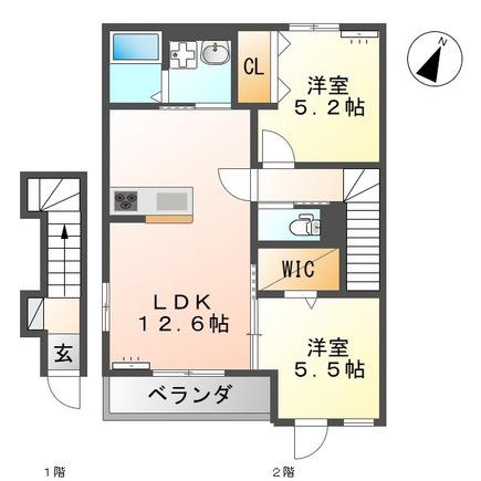 ソラリア メゾン(2LDK/2階)の間取り写真