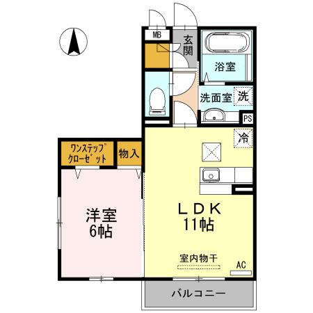 サンオーニック エミュー(1LDK/1階)の間取り写真