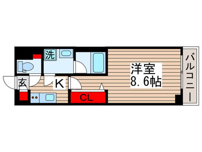 S-FORT行徳(1K/3階)の間取り写真
